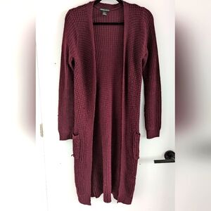 FOREVER 21 Long Burgundy Knit Cardigan